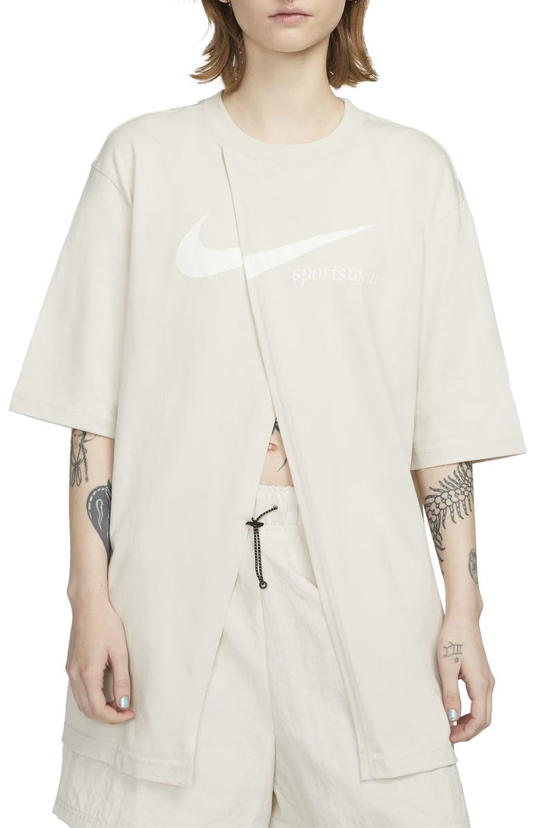 Nike Sportswear Cotton Oversize Slit Top, Main, color, 