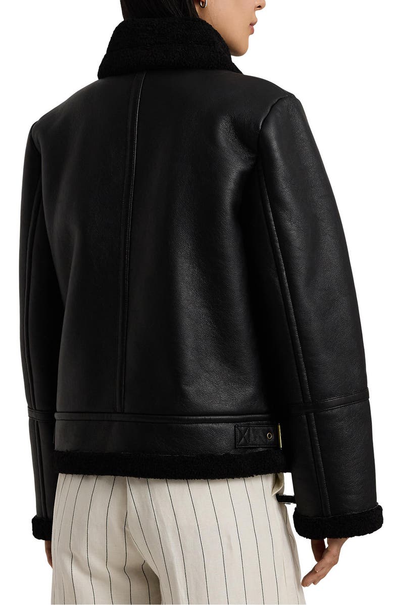 Lauren Ralph Lauren Faux Leather & Faux Shearling Bomber Jacket, Alternate, color, 