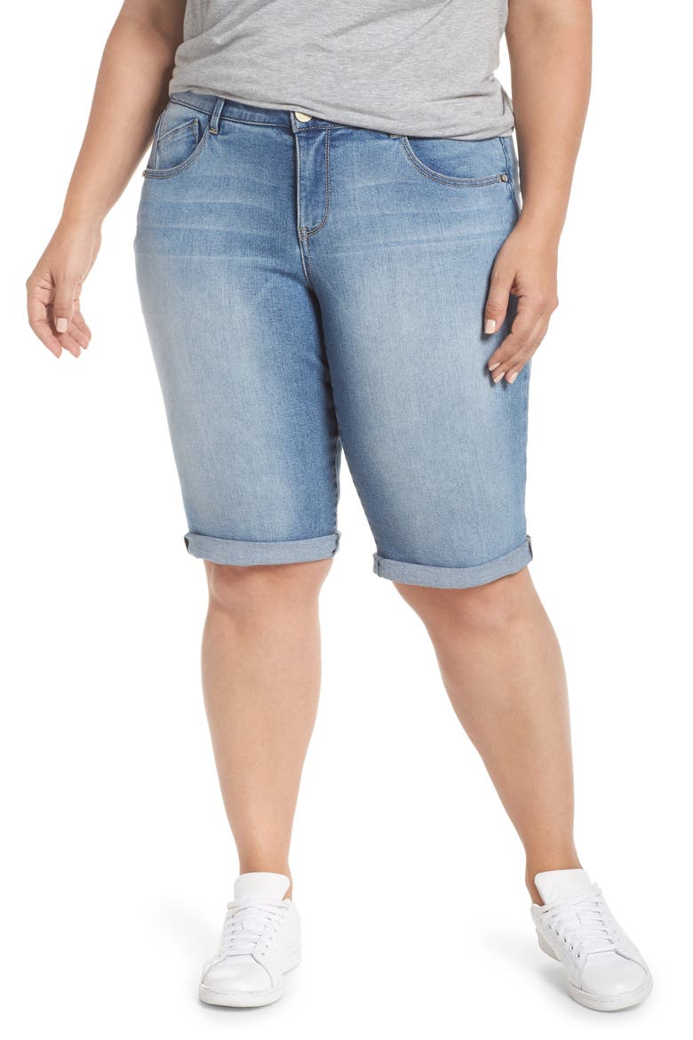 'Ab'Solution Cuffed Denim Shorts, Main, color, LB LIGHT BLUE