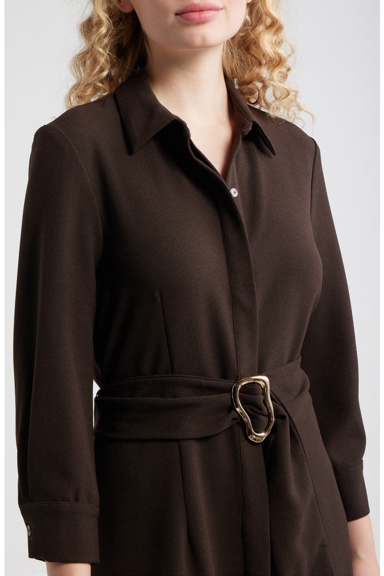 Belted Midi Shirtdress, Alternate, color, BROWN