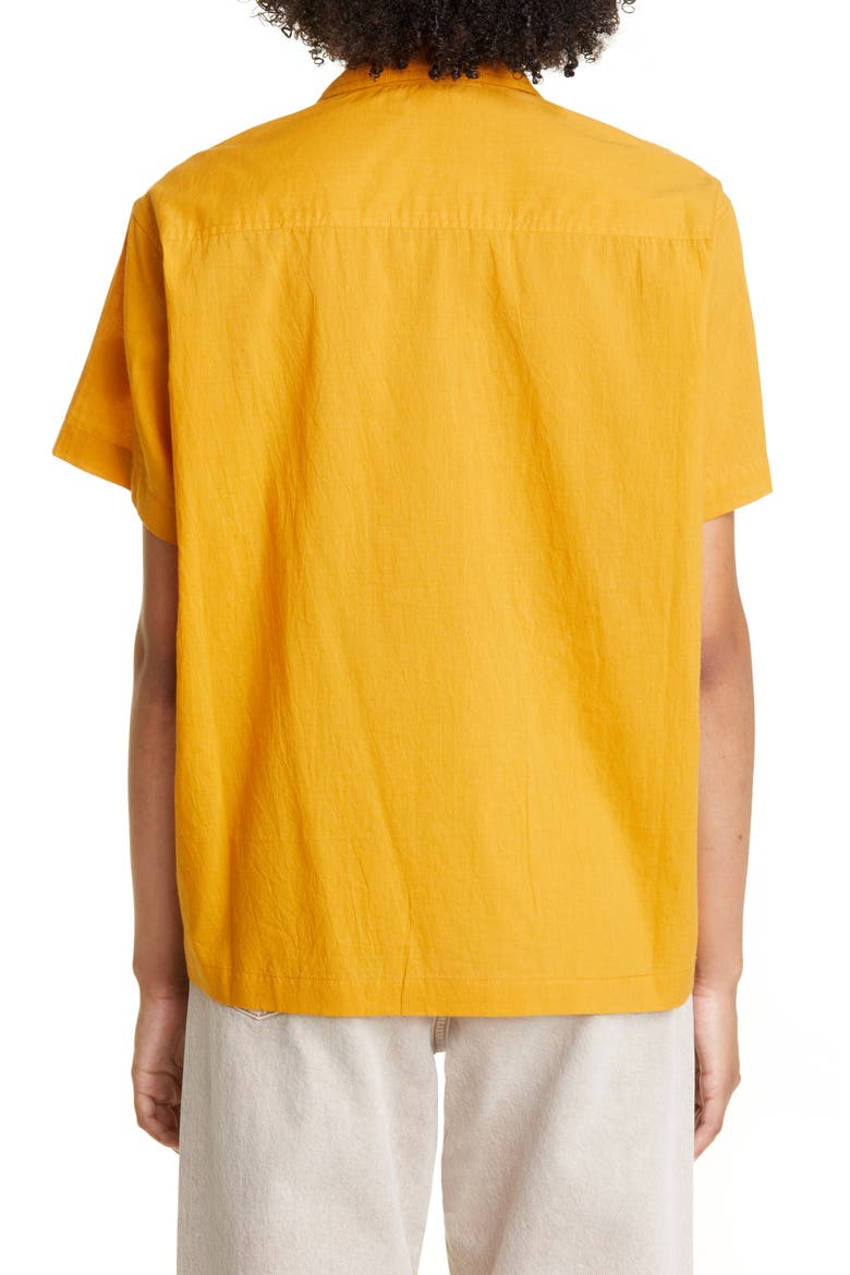 Daisy Rickrack Short Sleeve Cotton Button-Up Shirt, Alternate, color, MARIGOLD