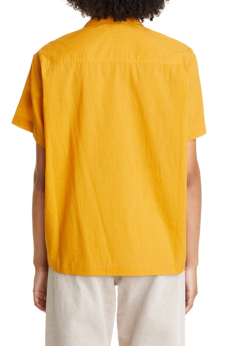 Bode Daisy Rickrack Short Sleeve Cotton Button-Up Shirt, Alternate, color,