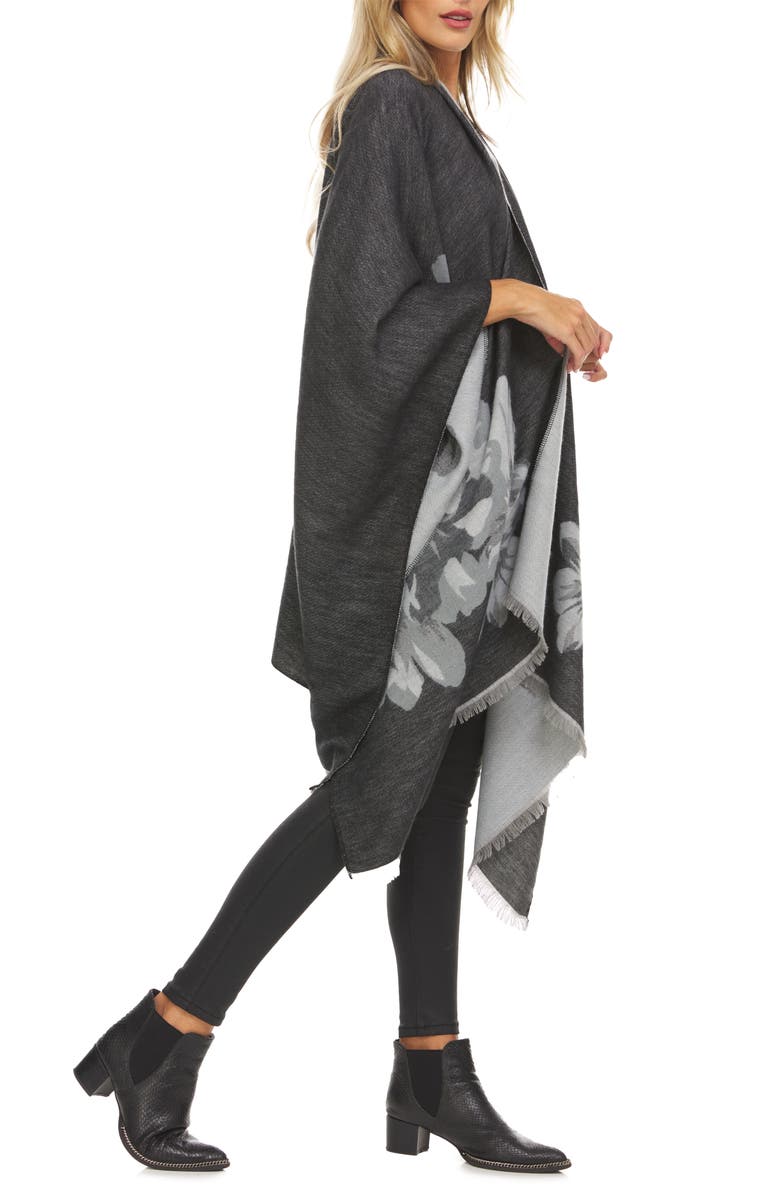 Laundry by Shelli Segal Floral Pattern Ruana Cape, Alternate, color,