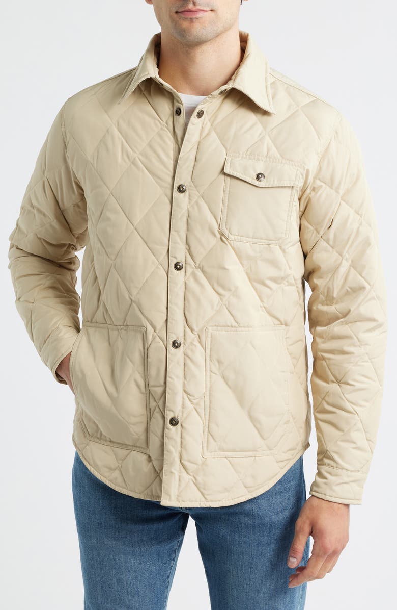 Schott NYC Quilted Down Shirt Jacket, Alternate, color, Off White