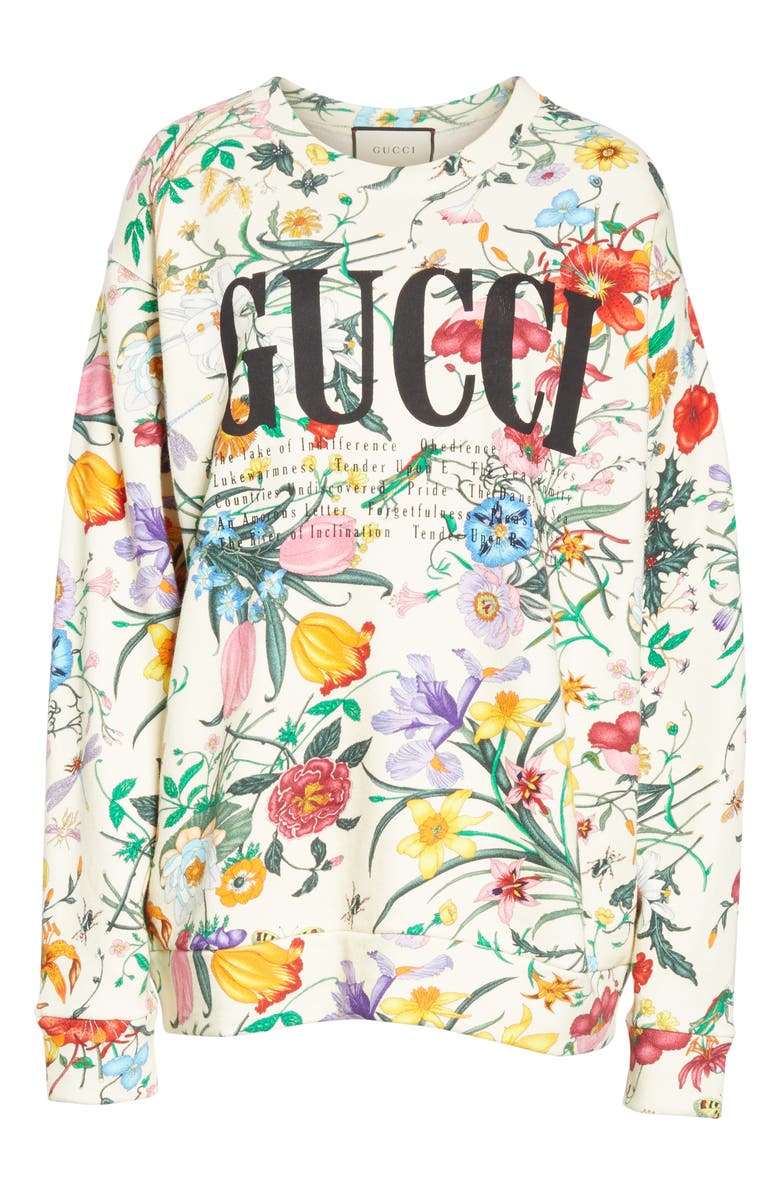 Gucci Floral Print Cotton Jersey Sweatshirt, Alternate, color, 