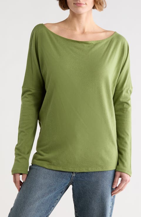 Boat Neck Dolman Sleeve Sweater