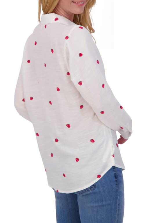 Lucky Brand Heart Print Button-up Shirt In Berry