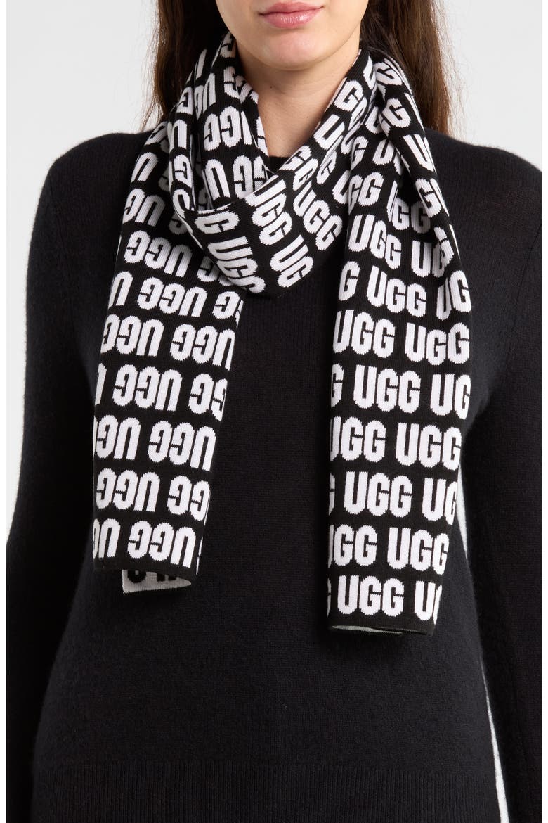 Logo Knit Scarf, Main, color, BLACK