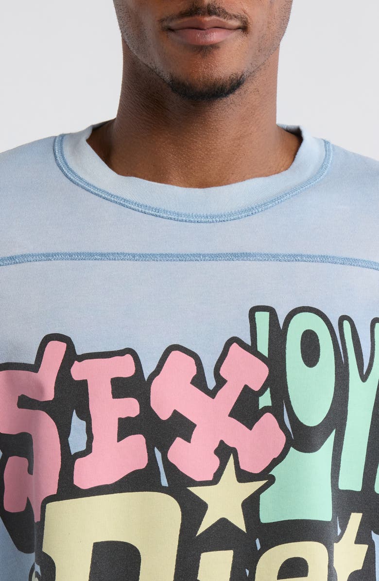 DIET STARTS MONDAY Sex, Love & Diet Cotton Graphic T-Shirt, Alternate, color, Blue