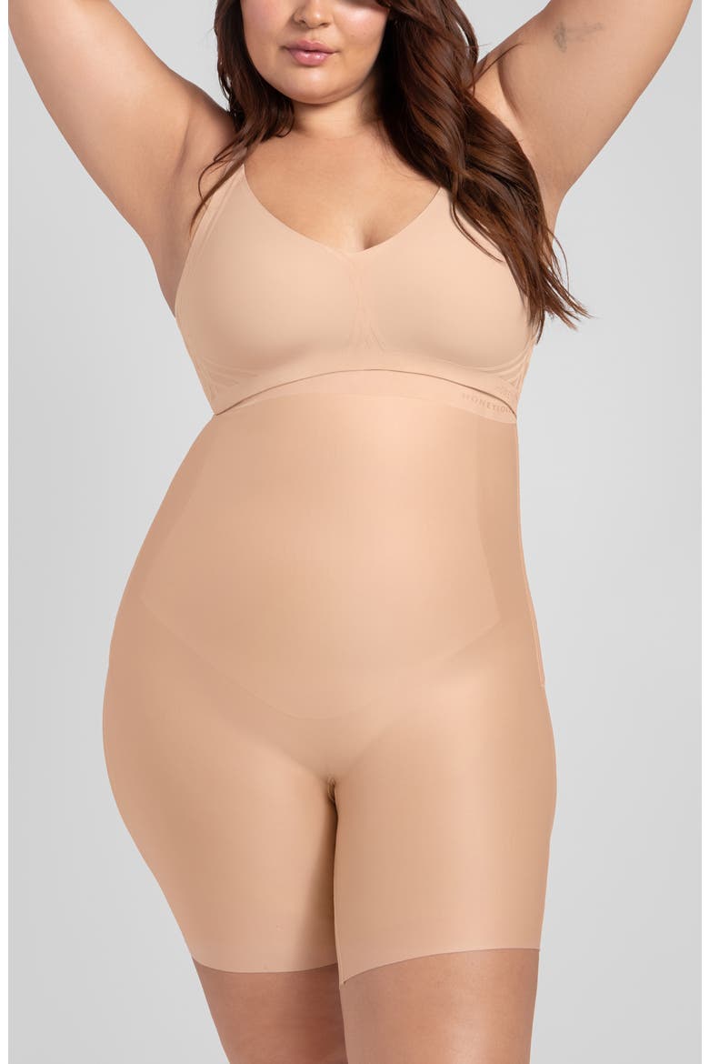 No-Show High-Waist Shaping Shorts, Alternate, color, SAND