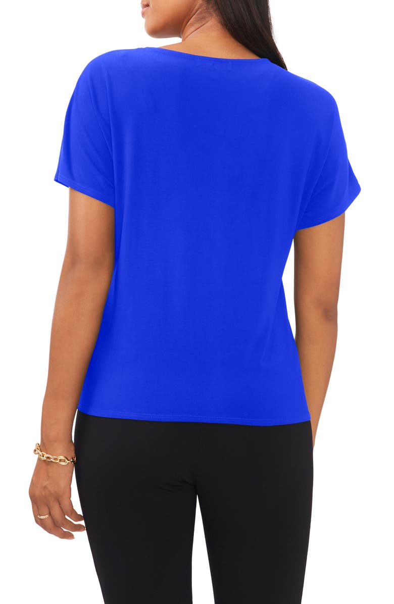 Chaus Tie Front V-Neck Top, Alternate, color, Goddess Blue