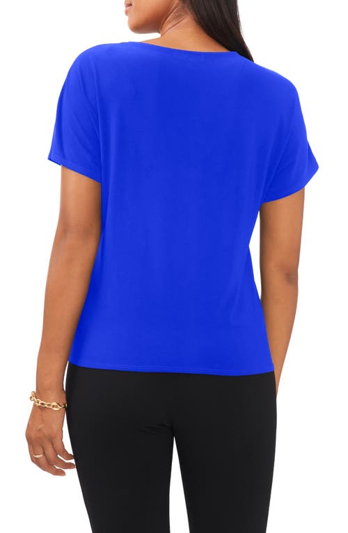 Chaus Tie Front V-neck Top In Blue