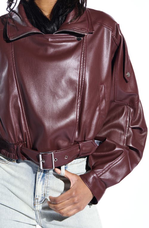 Azalea Wang Faux Leather Moto Jacket In Burgundy