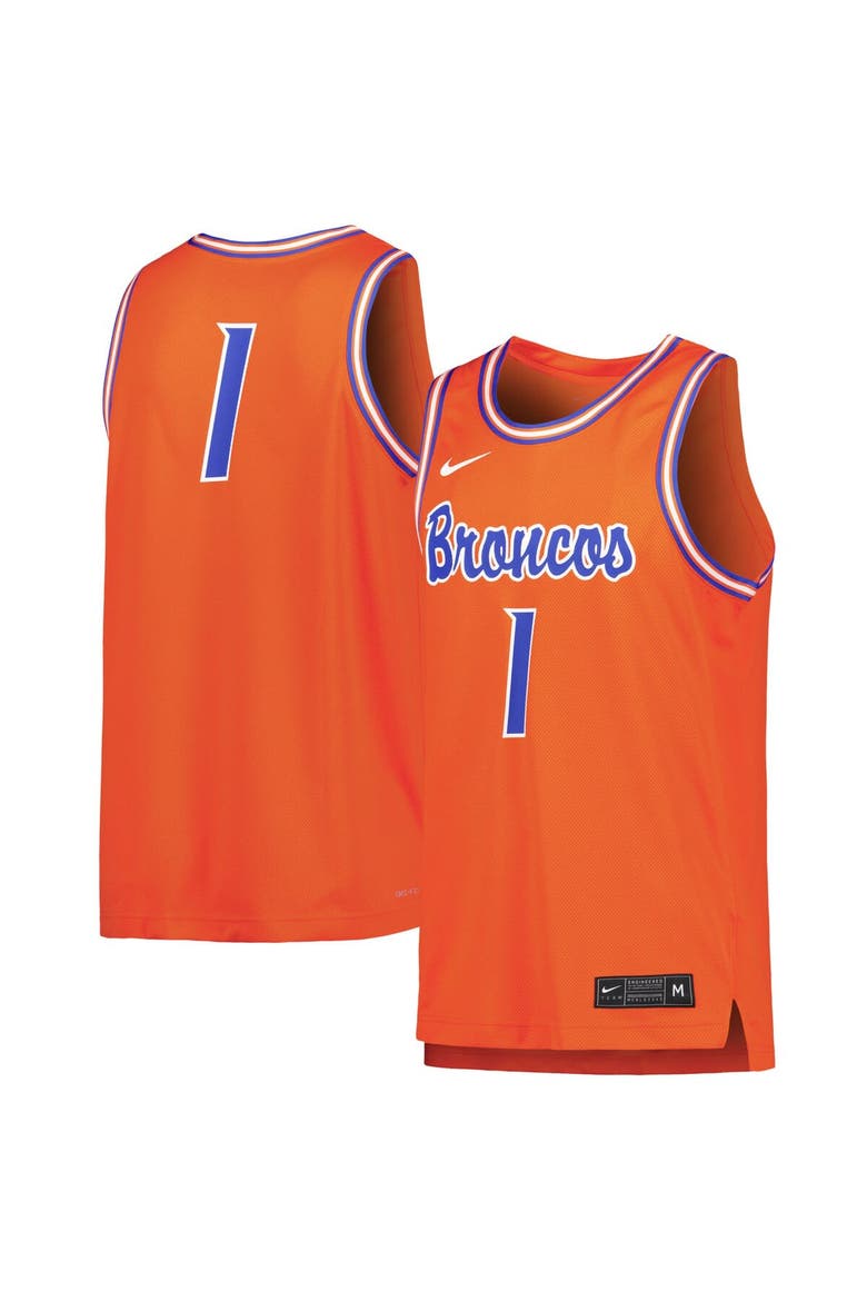 Men's Nike #1 Orange Boise State Broncos Replica Basketball Jersey, Main, color, Orange