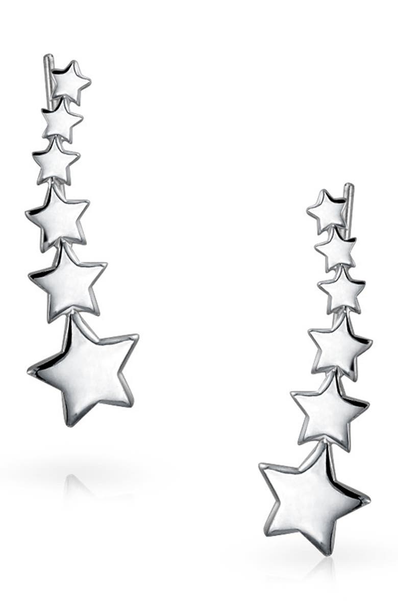 BLING JEWELRY Celestial Star Ear Crawler Earrings, Alternate, color, Silver