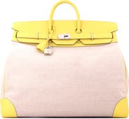 Pre-Owned Hermes HAC Birkin Bag Toile and Yellow Evercolor with Palladium Hardware 50