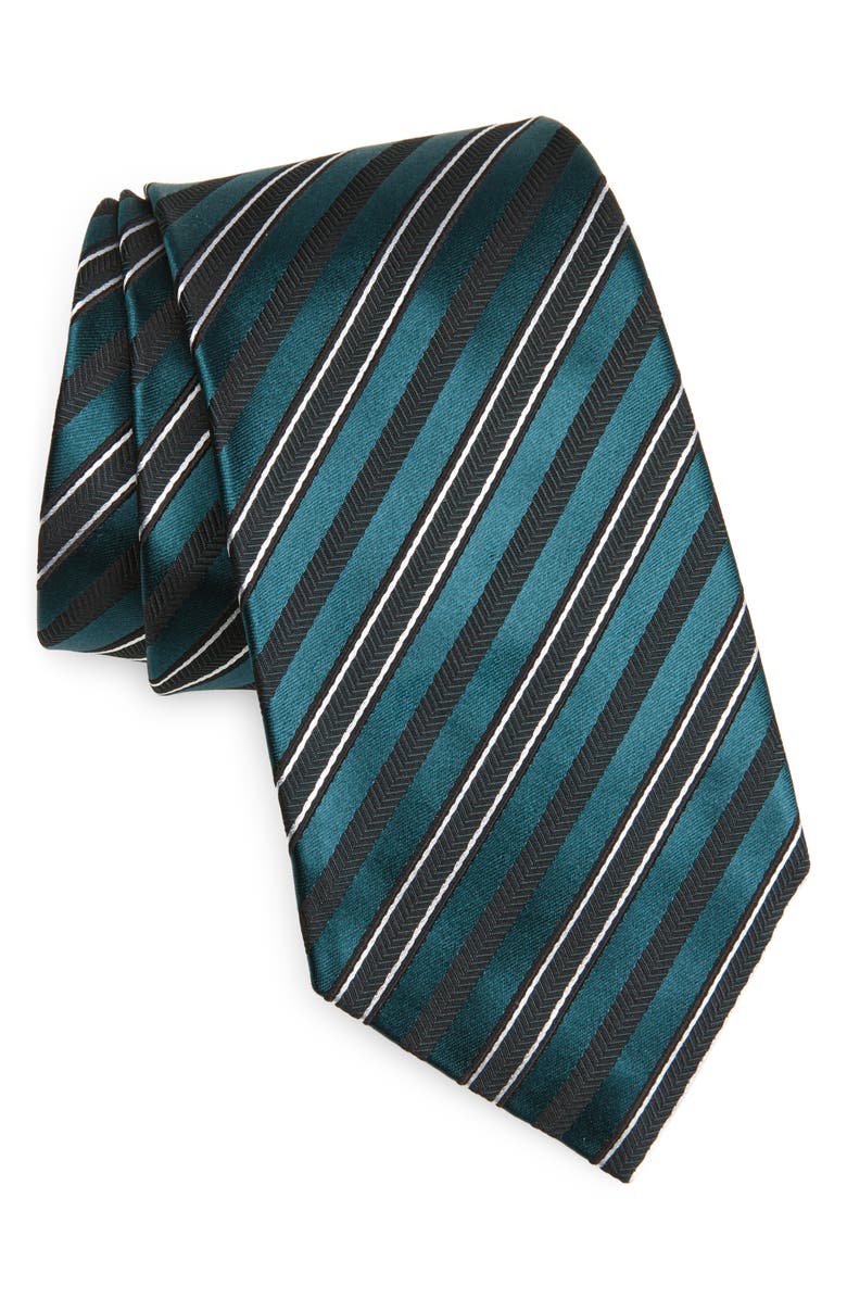ZEGNA TIES Stripe Silk Blend Tie, Main, color, Green
