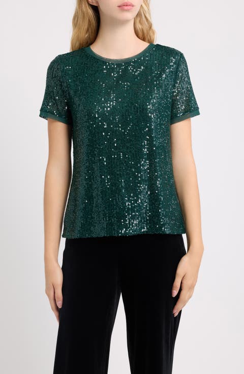 Sequined Short Sleeve T-Shirt