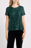 Anne Klein Sequined Short Sleeve T-Shirt