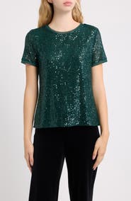 Anne Klein Sequined Short Sleeve T-Shirt