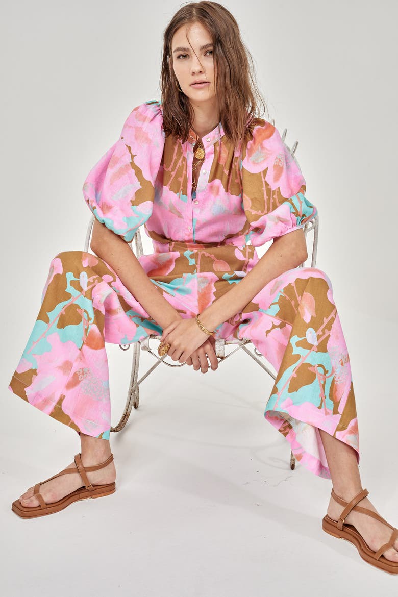 Bubble Linen Shirt, Alternate, color, Aquarela