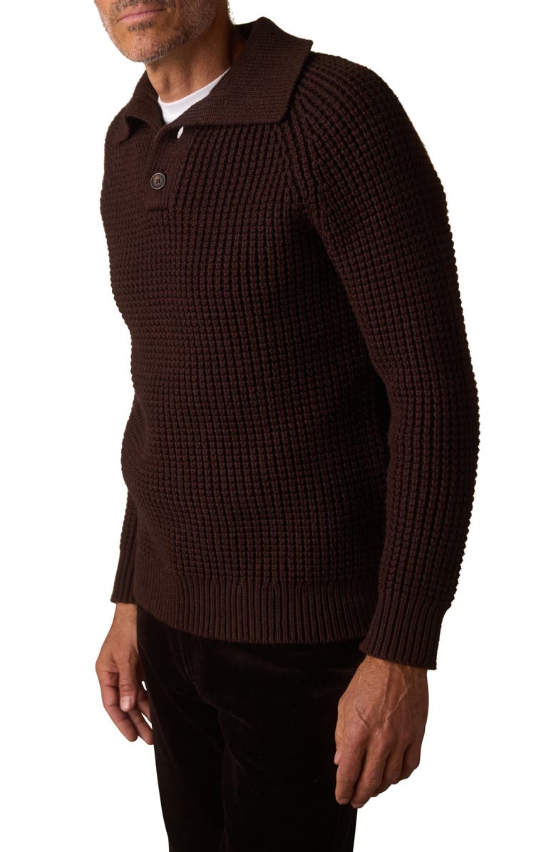 The Normal Brand Waffle Cotton Blend Polo Sweater, Alternate, color, Dark Brown