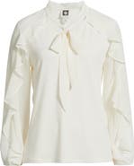 Anne Klein Ruffle Tie Neck Top