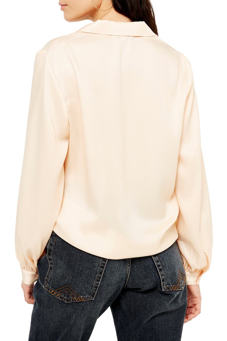 Scallop Satin Blouse, Alternate, color, BLUSH