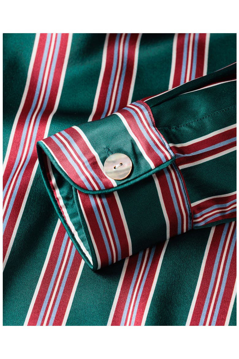 Lancaster Stripe Mulberry Silk Pajamas, Alternate, color, GREEN