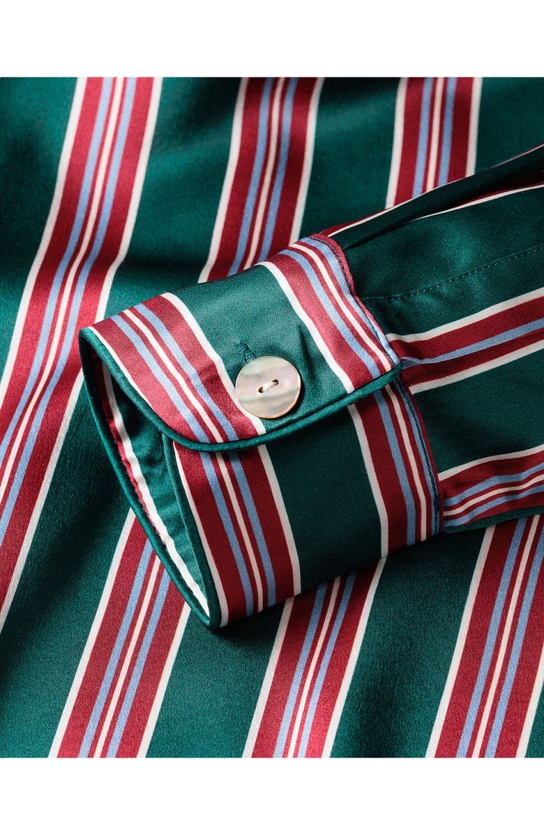 Petite Plume Lancaster Stripe Mulberry Silk Pajamas, Alternate, color, 