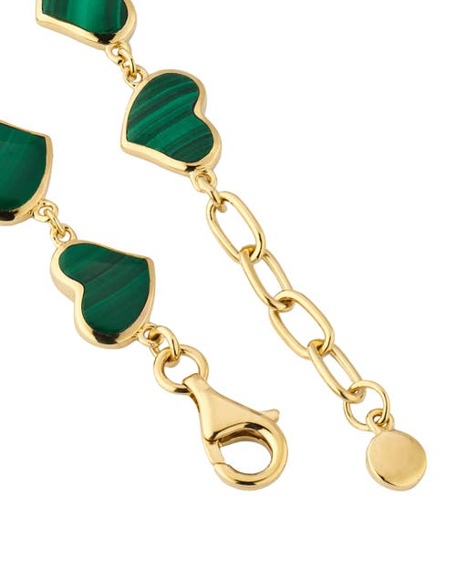 Jan Leslie All Around Heart Bracelet Set In Sterling Silver In Green