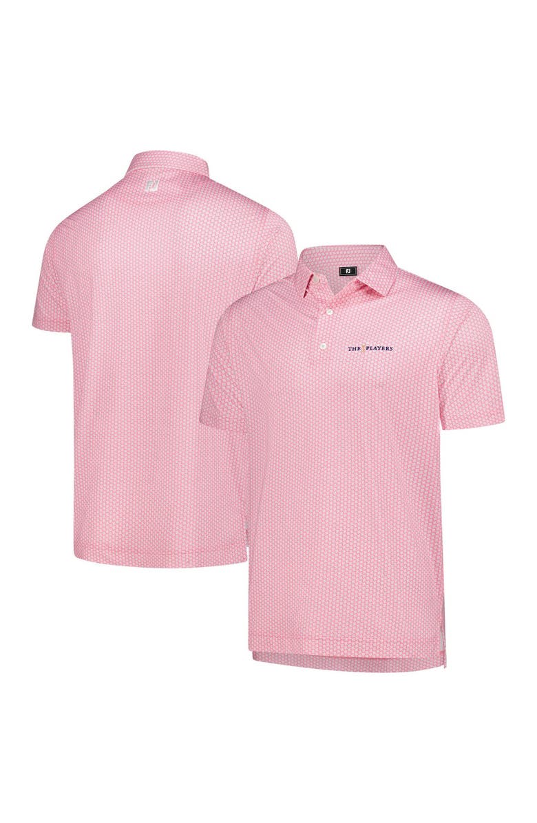 FOOTJOY Men's FootJoy  Pink 2025 THE PLAYERS ProDry Houndstooth Geo Lisle Polo, Alternate, color, Pink