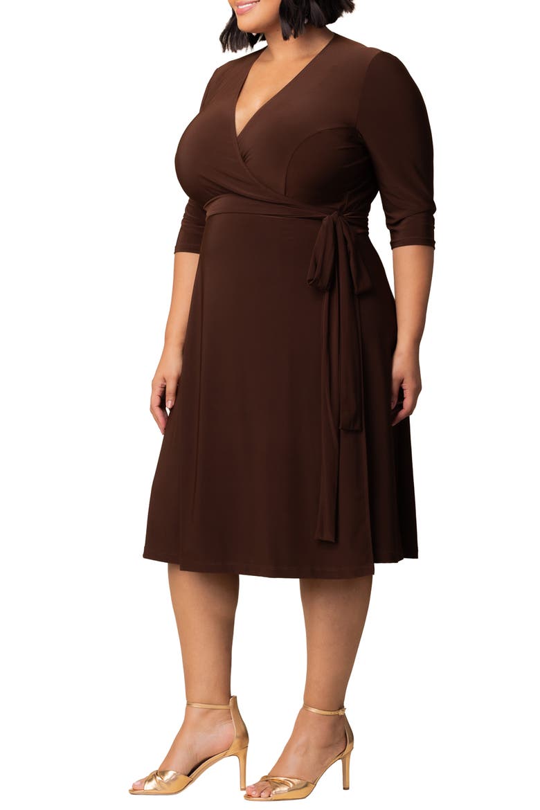 Essential Wrap Dress, Alternate, color, BROWN