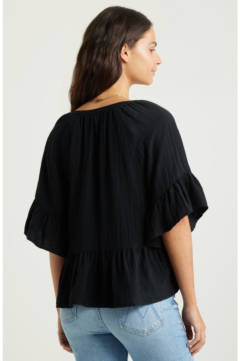 Ruffle Peplum Top, Alternate, color, BLACK