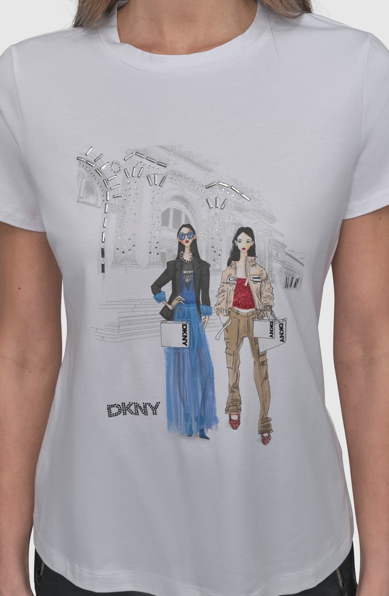 DKNY Met Stairs Coversational Graphic T-Shirt, Alternate, color, White