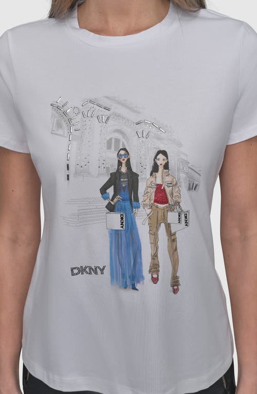Dkny Met Stairs Coversational Graphic T-shirt In White