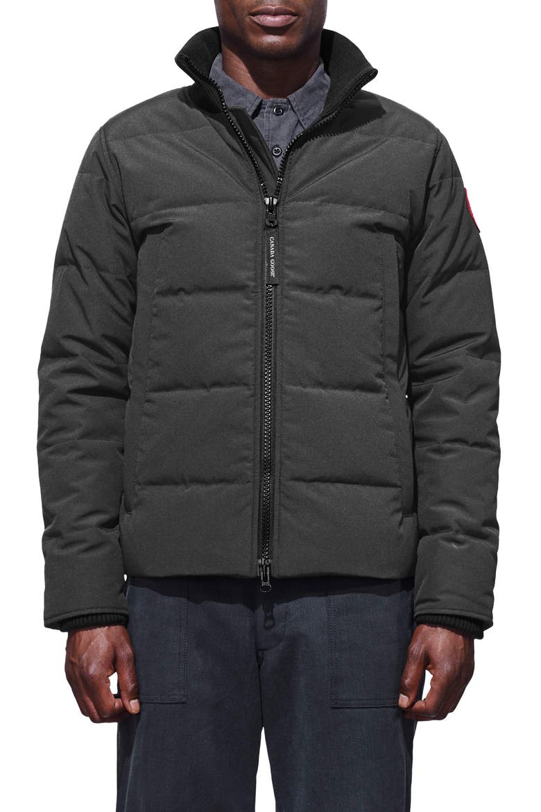 'Woolford' Slim Fit Down Bomber Jacket, Main, color, GRAPHITE