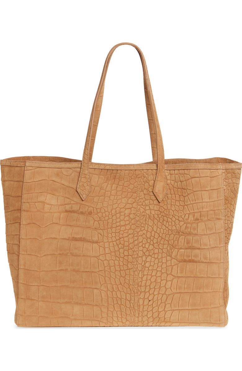 Reformation Sofia Tote, Main, color, Sienna Embossed Suede