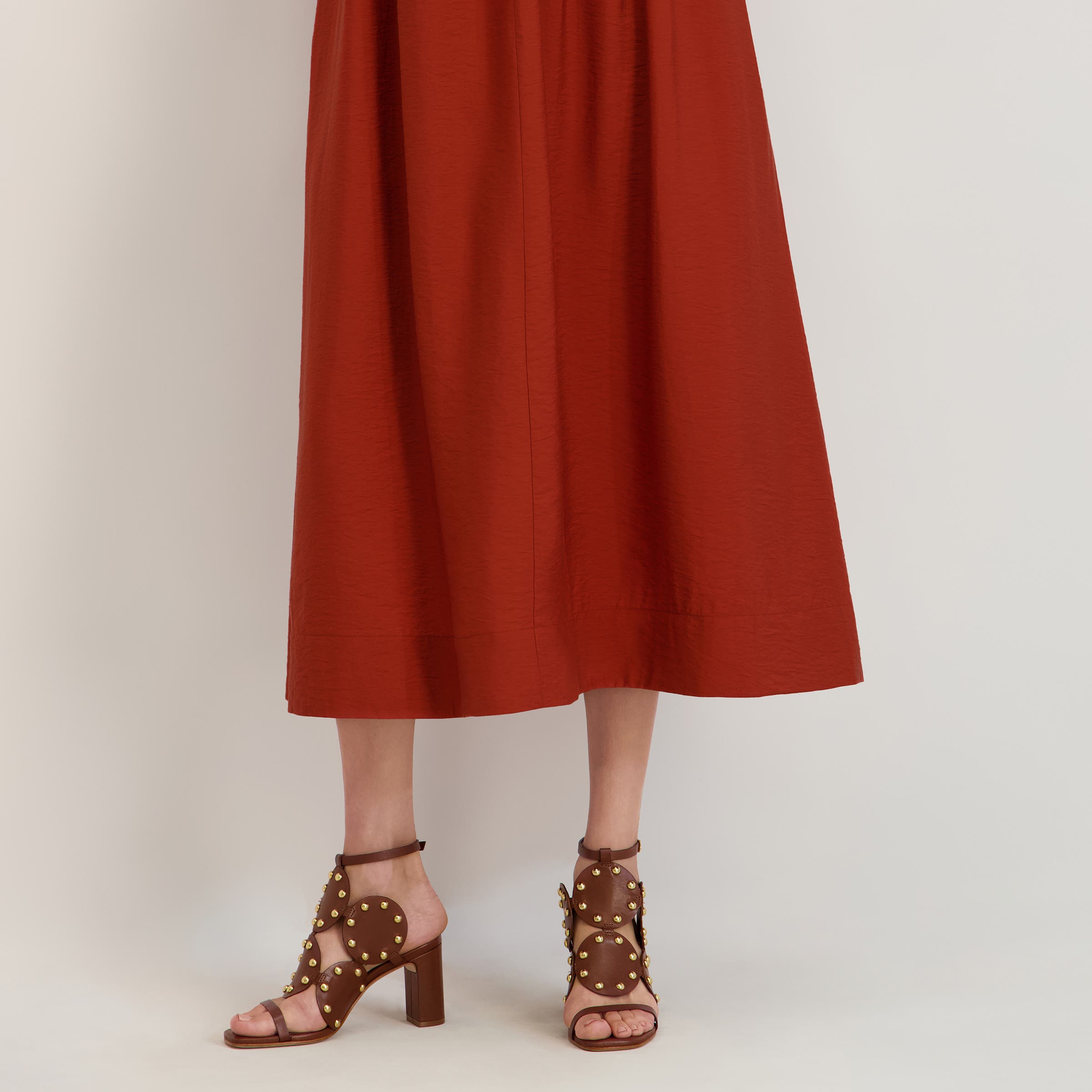 Bernardo 1946 Footwear New Moon 75 Studded Heeled Sandal, Alternate, color, Saddle