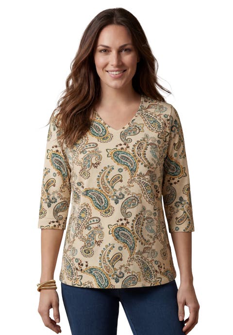 Stretch Cotton V Neck Tee