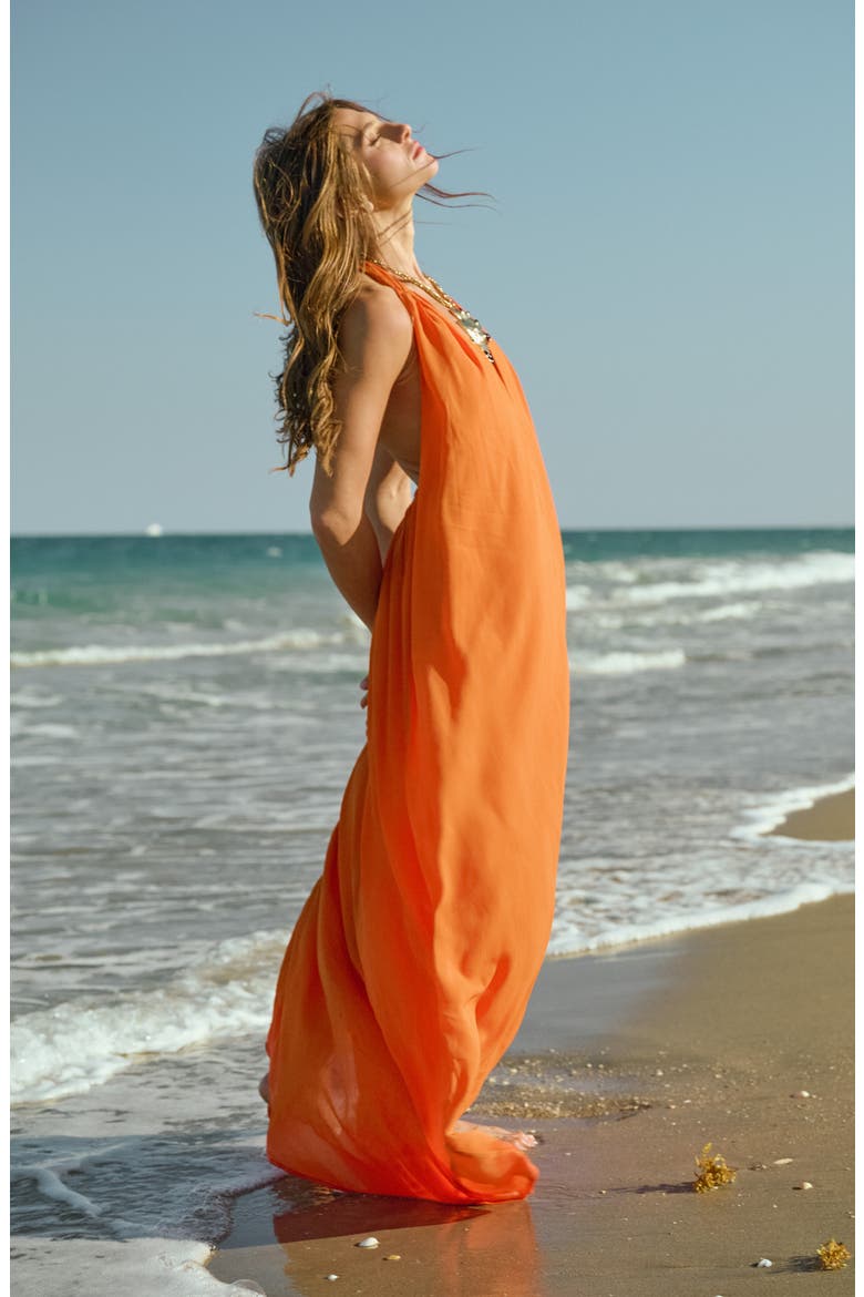 x Hannah Lovey Porter Solana Halter Maxi Dress (Nordstrom Exclusive), Alternate, color, ORANGE