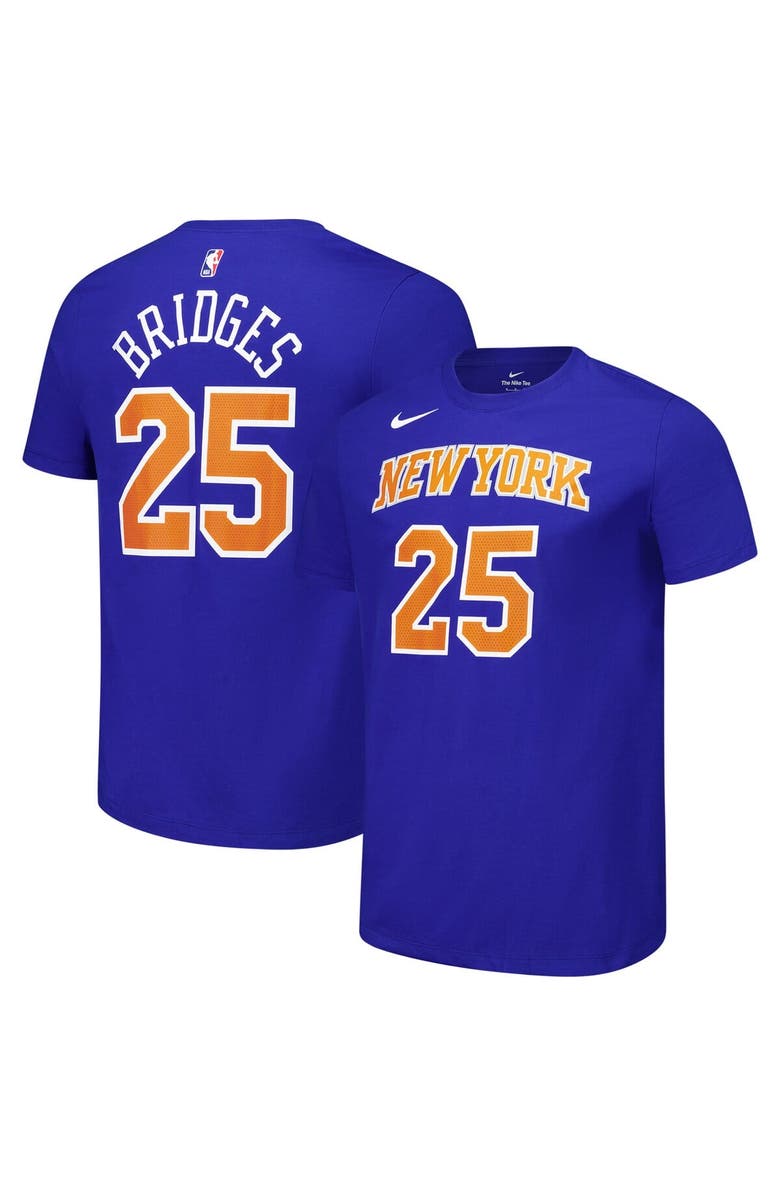Nike Unisex Nike Mikal Bridges Blue New York Knicks Name & Number T-Shirt, Alternate, color, Blue