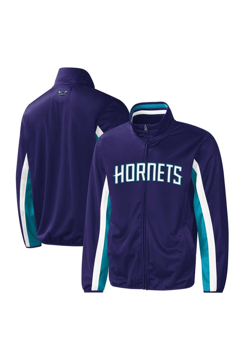 G-III SPORTS BY CARL BANKS Men's G-III Sports by Carl Banks Purple Charlotte Hornets Contender Wordmark Full-Zip Track Jacket, Main, color, Purple