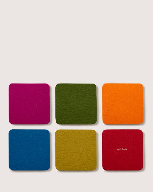 Graf & Lantz Graf Lantz Bierfilzl Merino Wool Square Coaster Multi 6 Pack In Rainbow