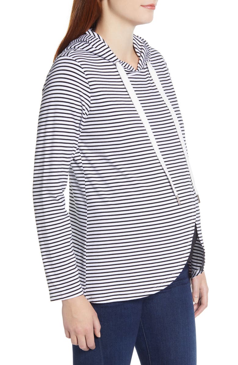 Angel Maternity Petal Hem Stripe Maternity/Nursing Top, Alternate, color, 