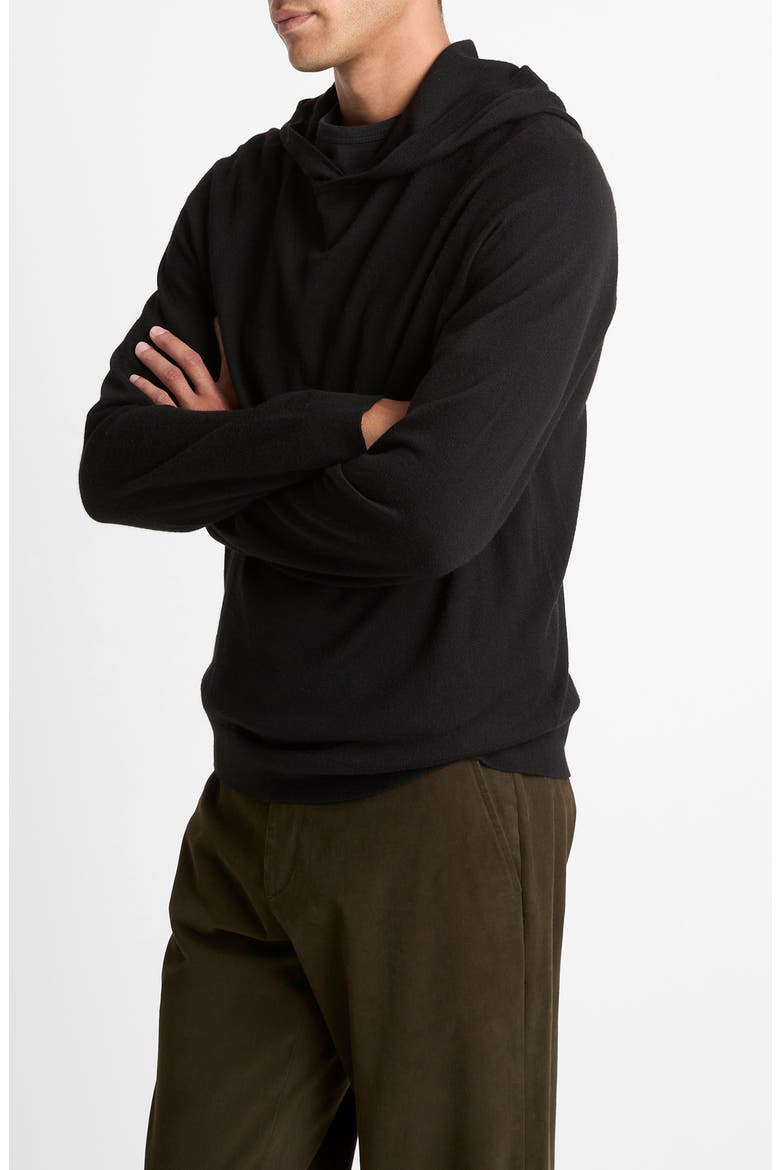 Wool & Cashmere Hooded Sweater, Alternate, color, BLACK