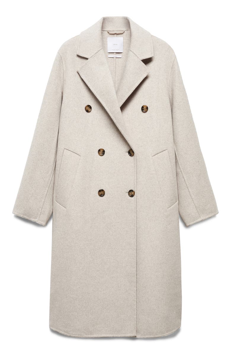 MANGO Double Breasted Wool Blend Coat, Alternate, color, Lt Pastel Grey
