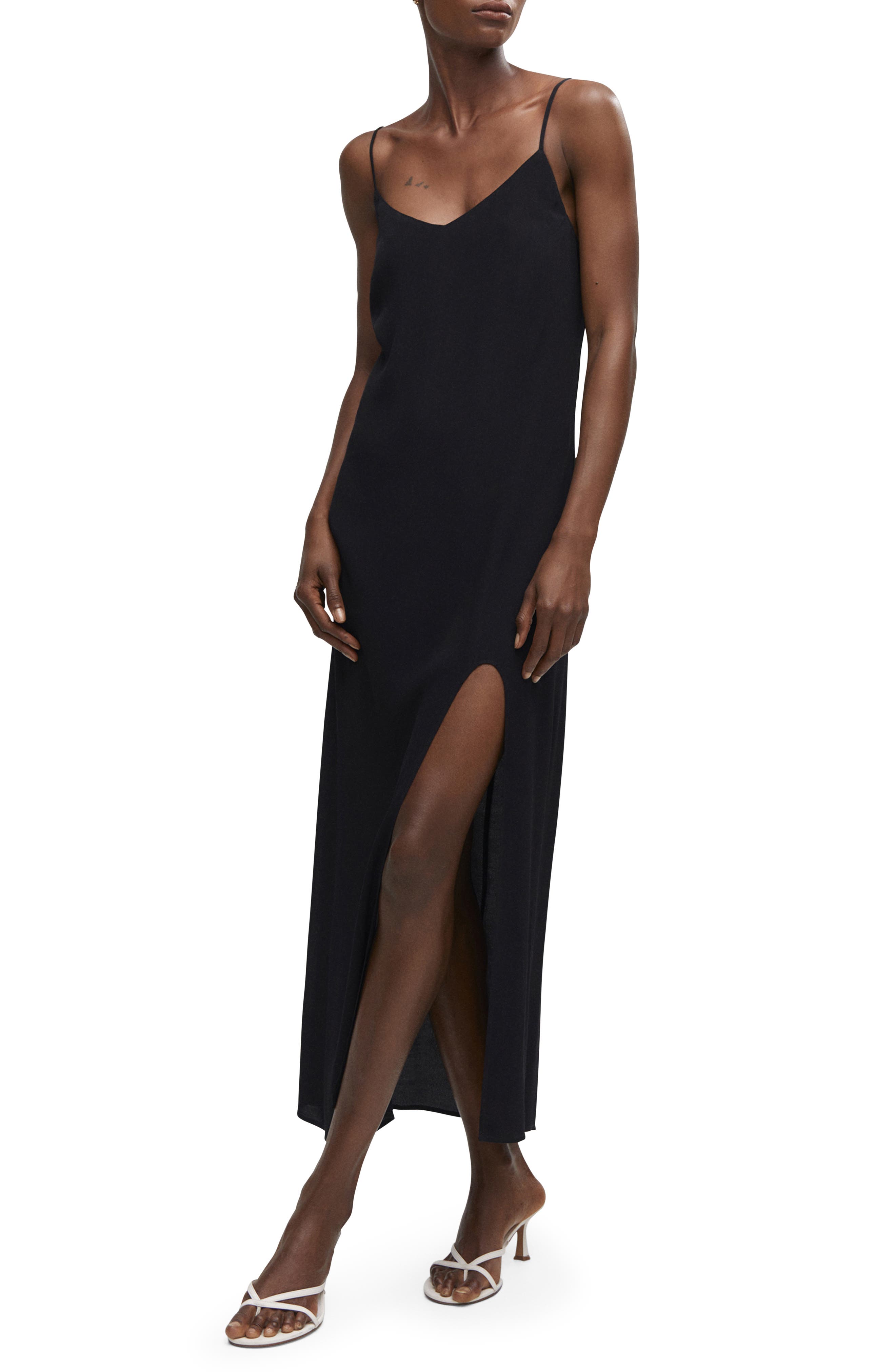 MANGO Side Slit Slipdress (Women) | Nordstrom
