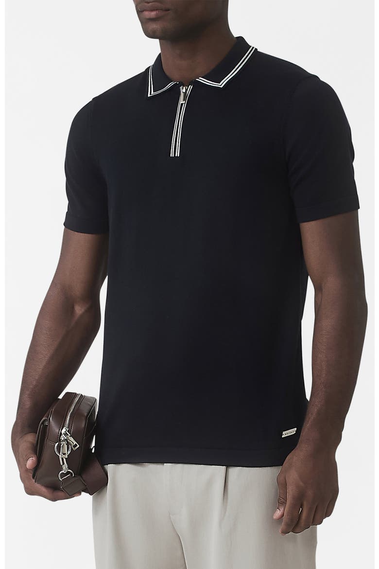 Newbury Slim Zip Knit Polo, Alternate, color, Navy
