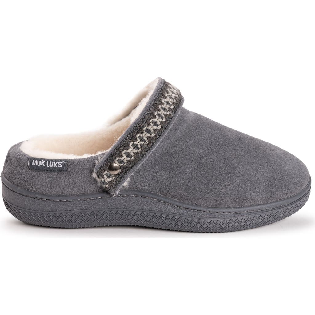 Muk Luks Quianna Luna Genuine Suede Clog Slipper In Gray
